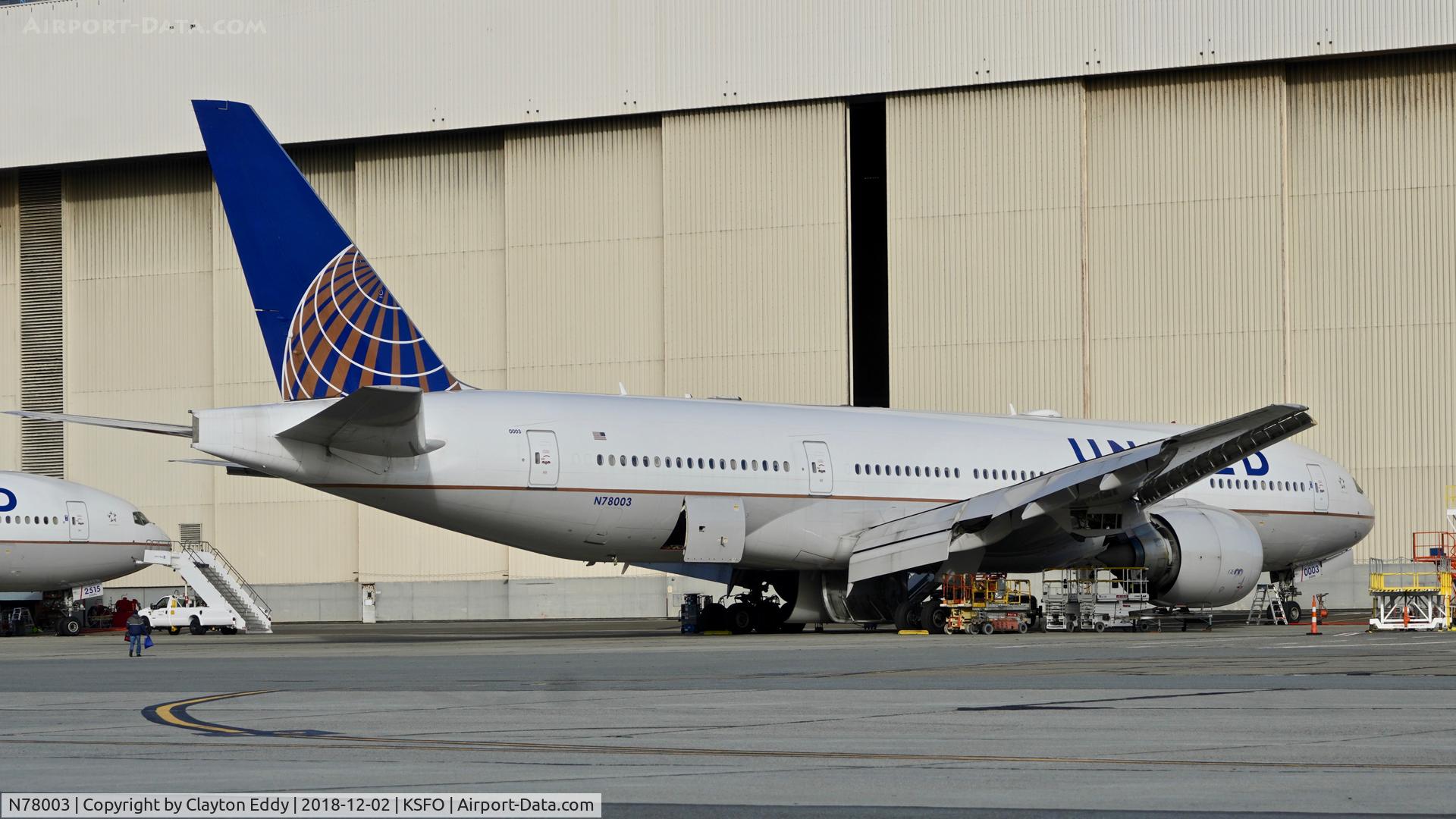 N78003, 1998 Boeing 777-224 C/N 27579, SFO 2018.