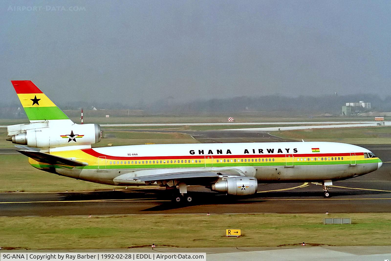 9G-ANA, 1983 McDonnell Douglas DC-10-30 C/N 48286, 9G-ANA   McDonnell-Douglas DC-10-30 [48286] (Ghana Airways) Dusseldorf Int'l~D 28/02/1992