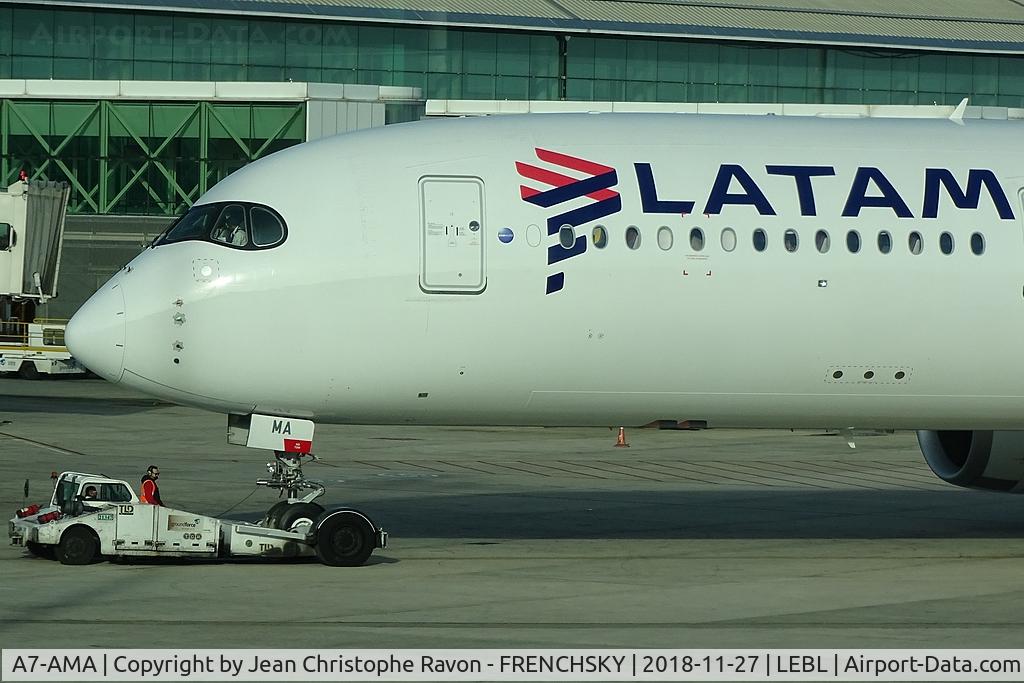 A7-AMA, 2016 Airbus A350-941 C/N 079, QR146 pushback to Doha
