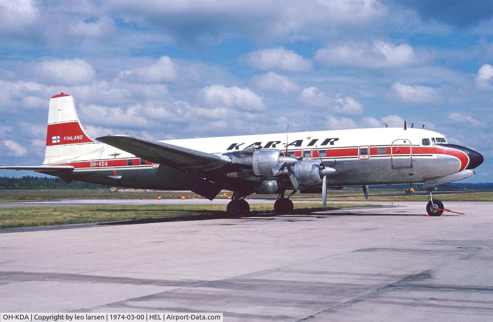 OH-KDA, 1957 Douglas DC-6B C/N 45202, Helsinki 3.1974