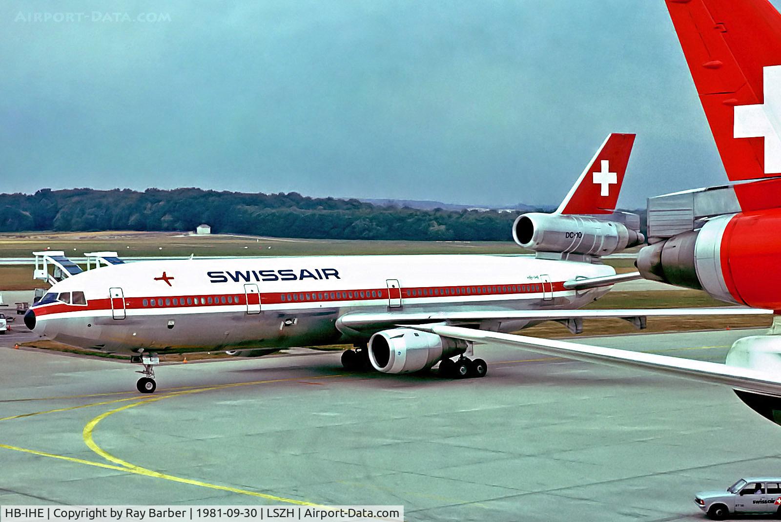 HB-IHE, 1973 Douglas DC-10-30 C/N 46579, HB-IHE   McDonnell Douglas DC-10-30 [46579] (Swissair) Zurich~HB 30/09/1981