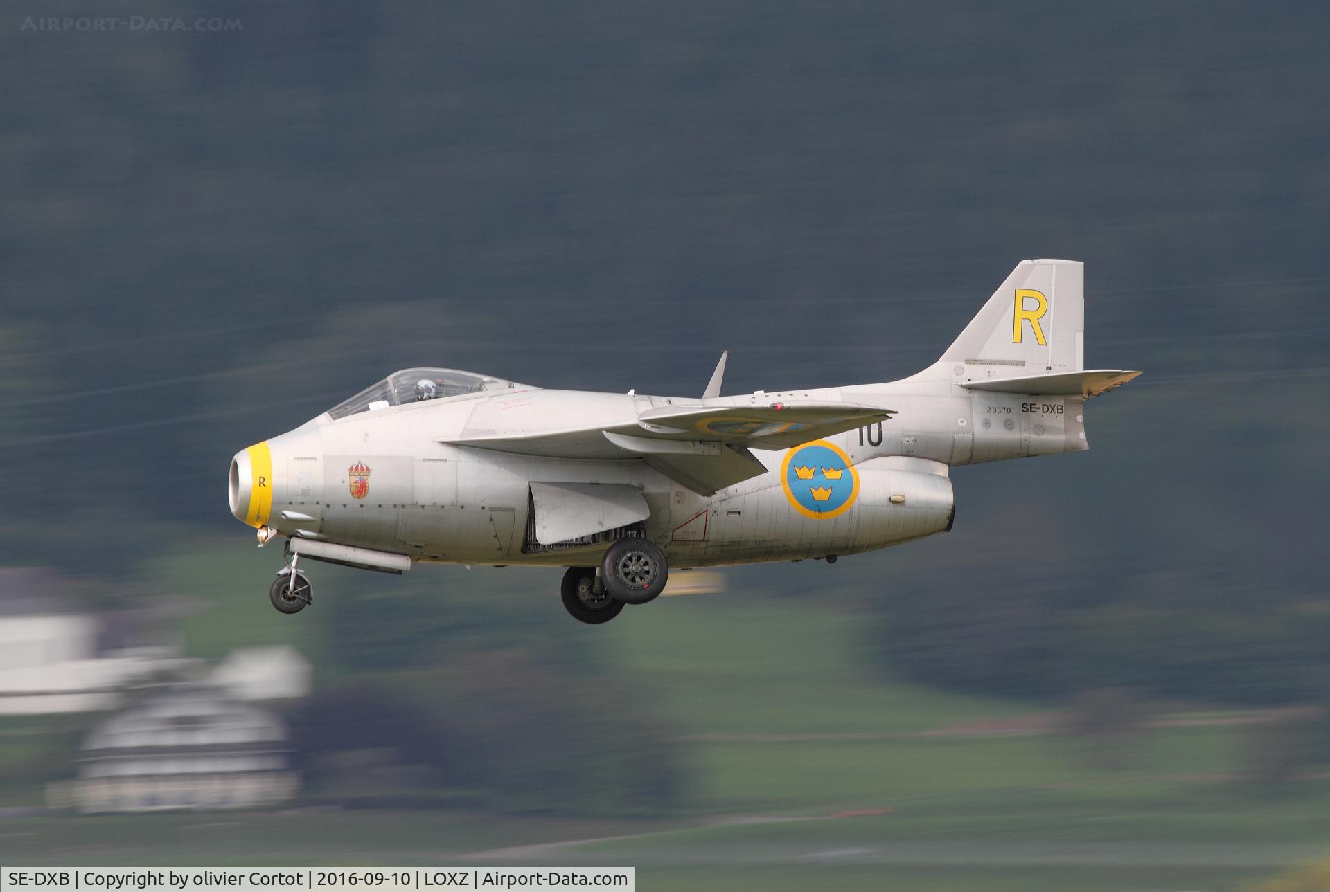 SE-DXB, 1955 Saab J-29F Tunnan C/N 29670, landing at Zeltweg