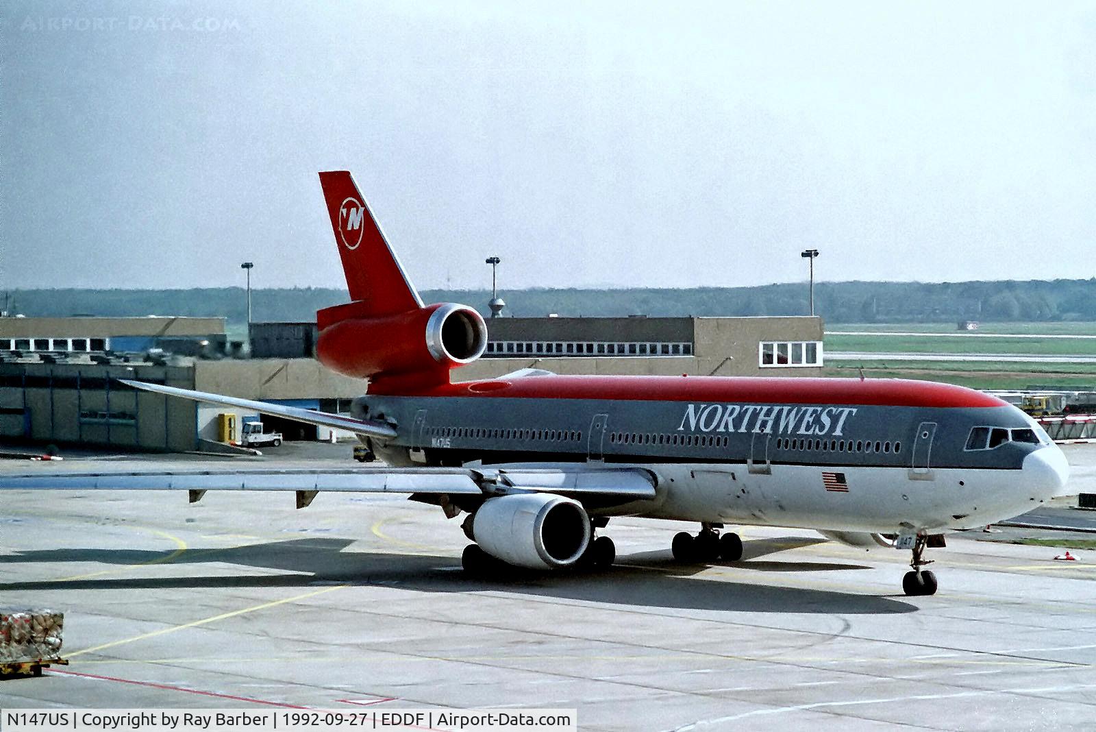 N147US, 1973 Douglas DC-10-40 C/N 46756, N147US   McDonnell Douglas DC-10-40 [46756] (Northwest Airlines) Frankfurt Int'l~D 27/09/1992