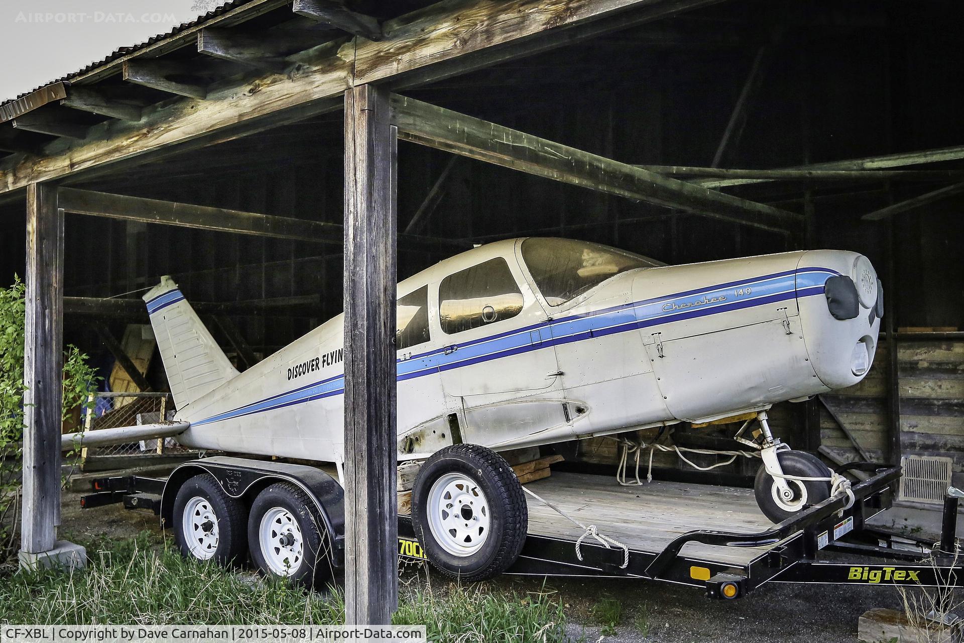 CF-XBL, 1968 Piper PA-28-140 C/N 28-24603, Sadly, CF-XBL is now de-registered and the call sign given to a homebuilt aircraft (make/model unknown). XBL is now stored in a barn lean-to in Trenton, Ontario. Engine and instruments have been removed and installed in another aircraft under the same cal