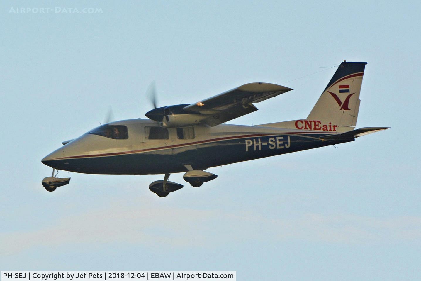 PH-SEJ, 1974 Partenavia P-68B Victor C/N 19, Landing at Antwerp Airport.