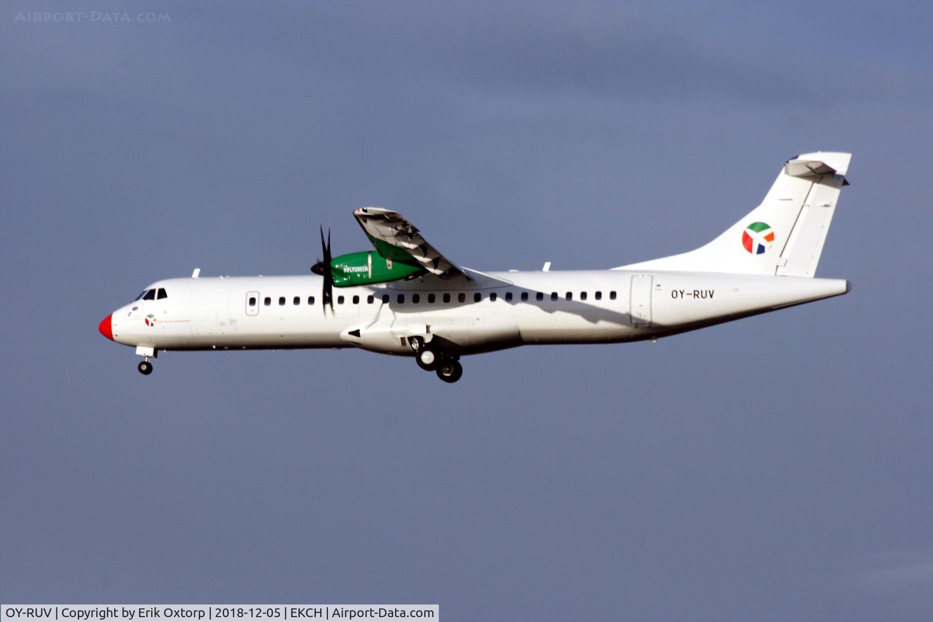 OY-RUV, 2018 ATR 72-600 C/N 1527, OY-RUV landing rw 22L