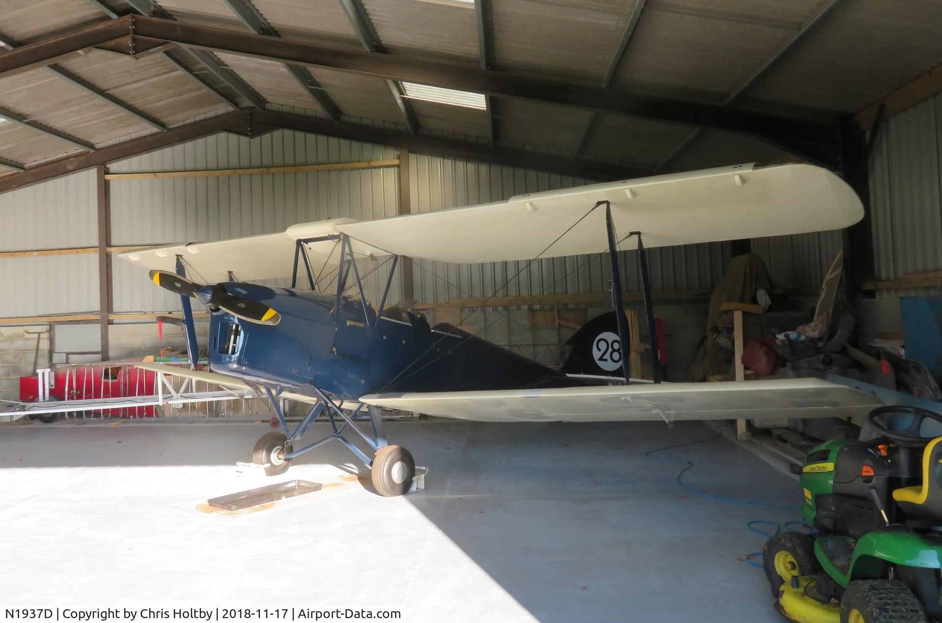 N1937D, 1937 De Havilland DH-82A Tiger Moth II C/N 3621, In hangar at Pent Farm airfield, Kent