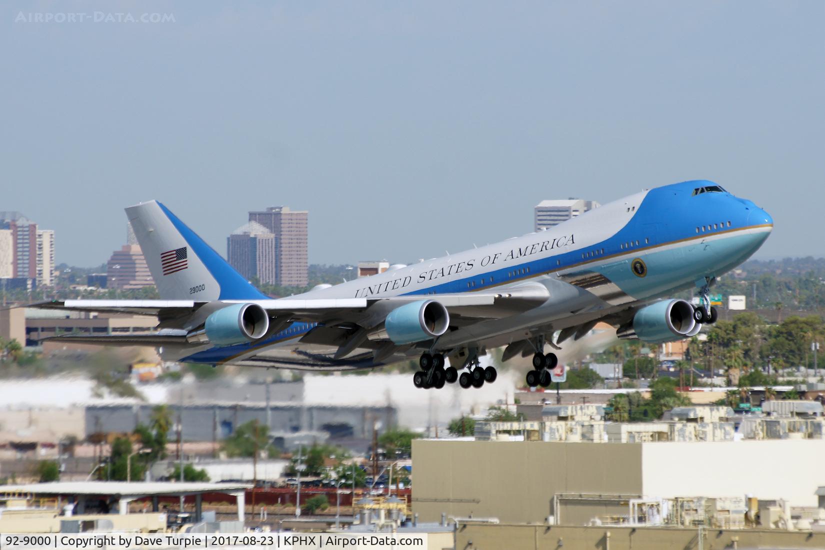 92-9000, 1987 Boeing VC-25A (747-2G4B) C/N 23825, President Trump was on board.
