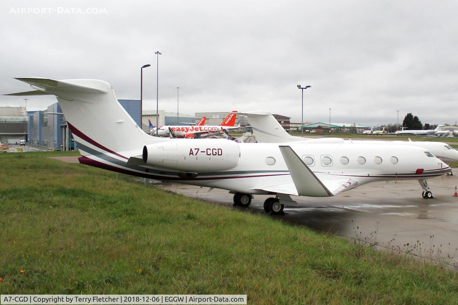 A7-CGD, 2017 Gulfstream Aerospace G650 (G-VI) C/N 6271, At Luton