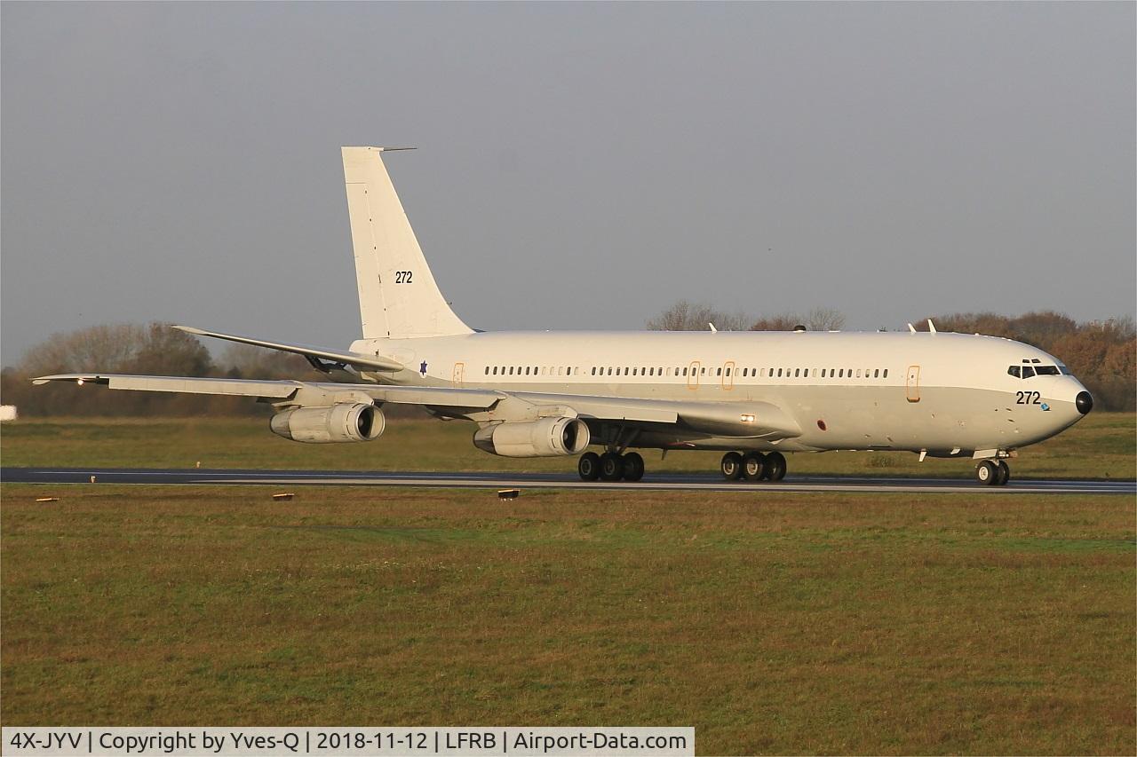 4X-JYV, 1975 Boeing 707-3L6C C/N 21096, Israeli Air Force Boeing 707-3L6C, Taxiing rwy 25L, Brest-Bretagne Airport (LFRB-BES)