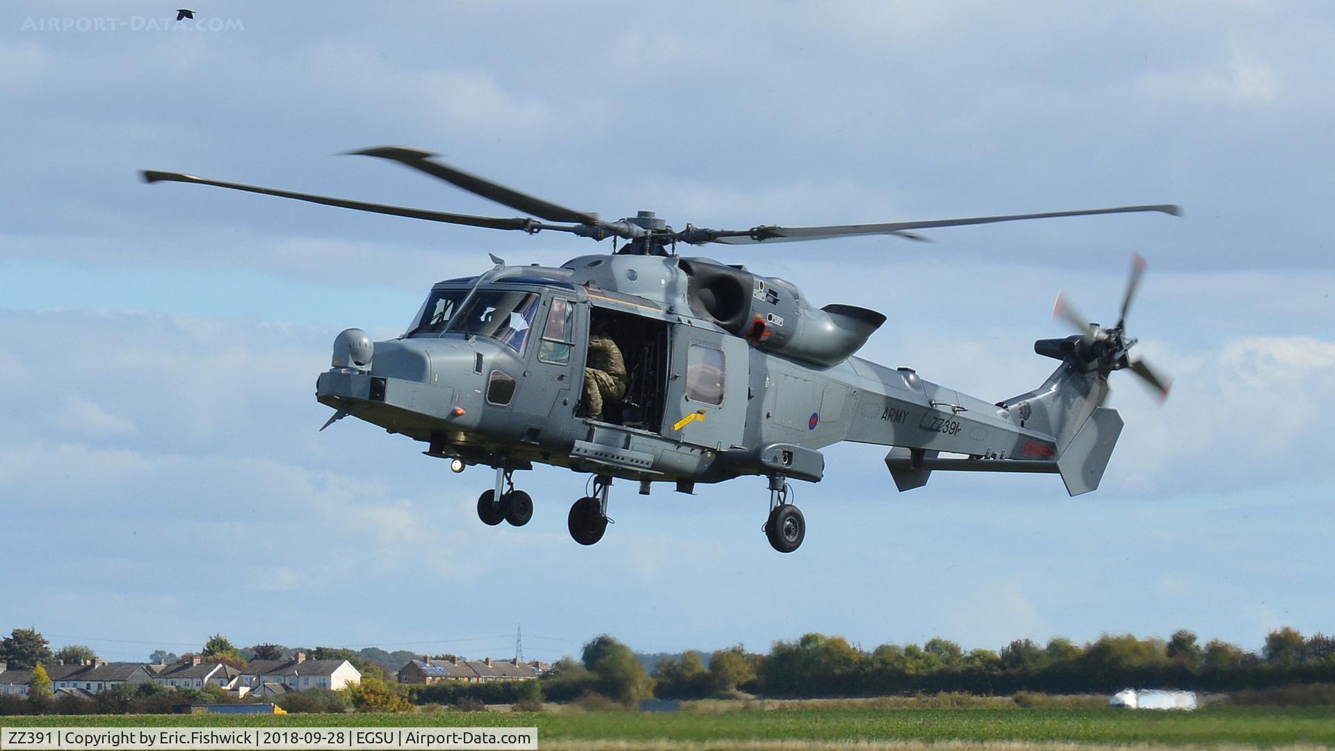 ZZ391, 2013 AgustaWestland AW-159 Wildcat AH.1 C/N 488/BRH14, 43. ZZ391 preparing to depart Duxford, Sept. 2018.