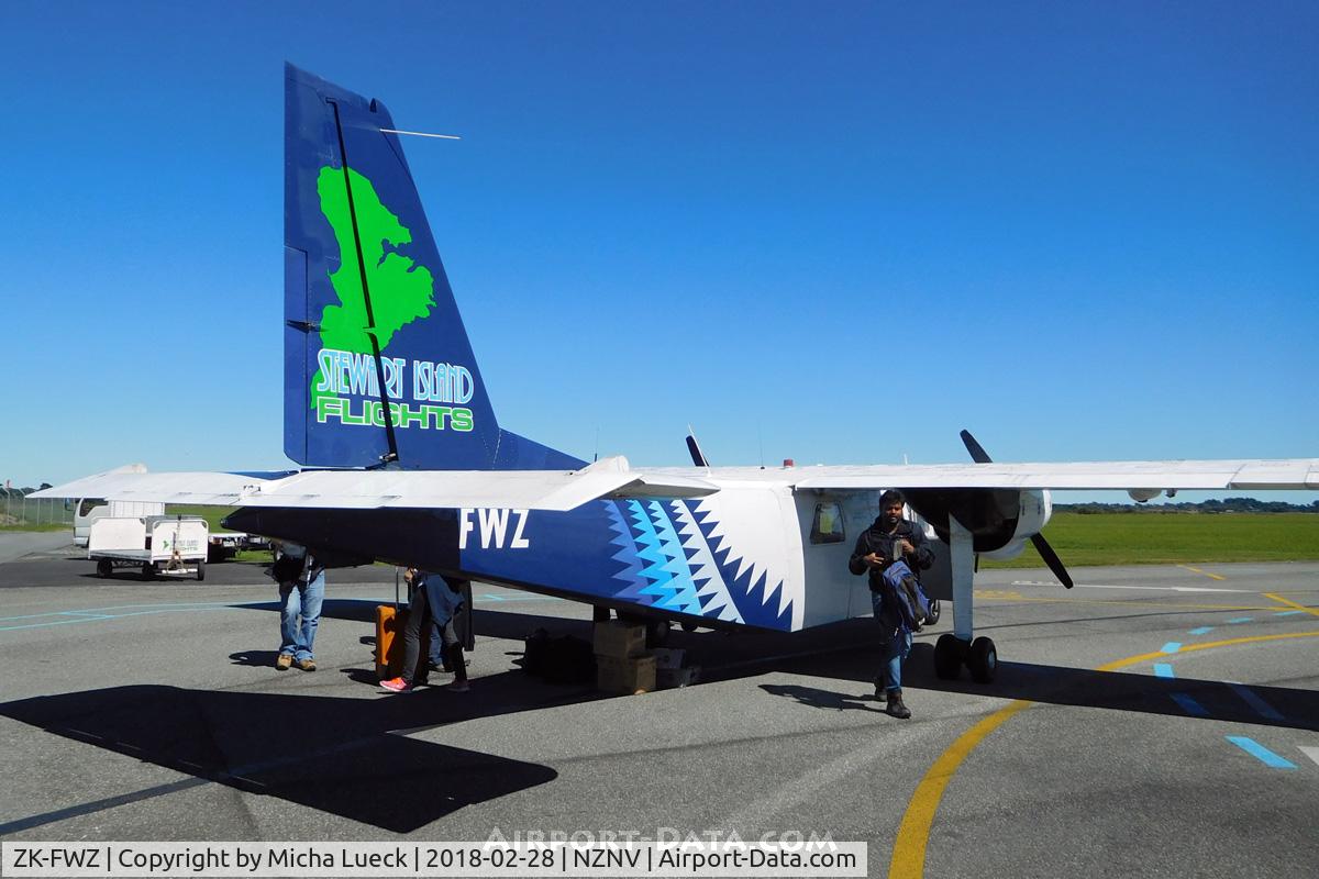 ZK-FWZ, Britten-Norman BN-2A-26 Islander C/N 52, Just landed in Invercargill, after the short hop from Stewart Island