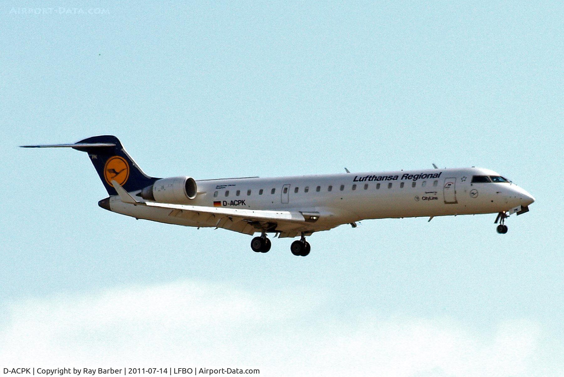 D-ACPK, 2002 Canadair CRJ-701ER (CL-600-2C10) Regional Jet C/N 10063, D-ACPK   Canadair CRJ-700 [10063] (Lufthansa Regional/CityLine) Toulouse-Blagnac~F 14/07/2011