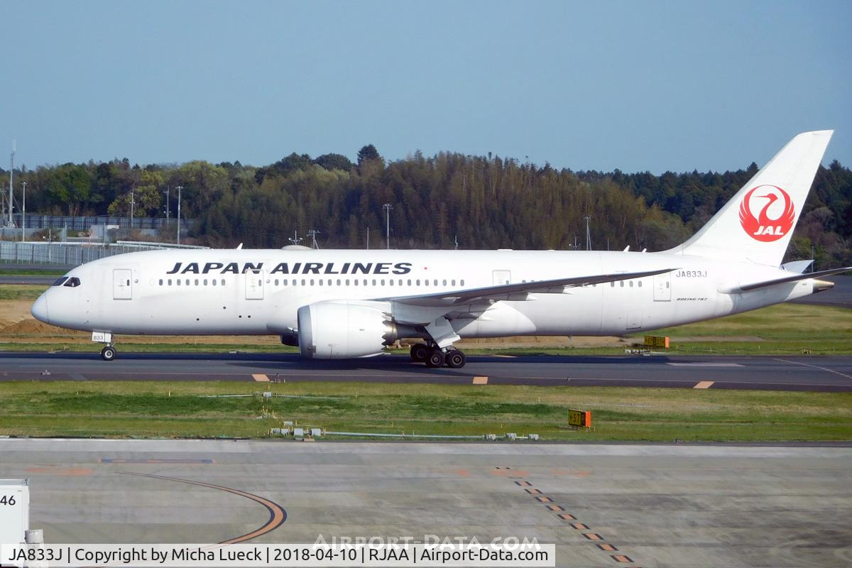 JA833J, 2013 Boeing 787-8 Dreamliner C/N 34846, At Narita