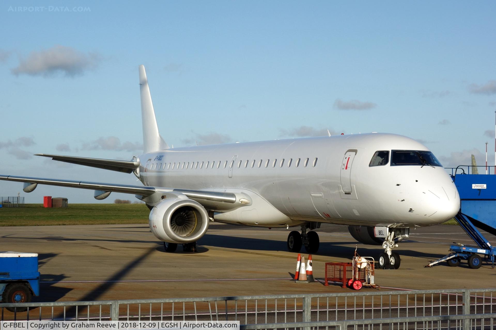 G-FBEL, 2008 Embraer 195LR (ERJ-190-200LR) C/N 19000184, Parked at Norwich after a re-spray.