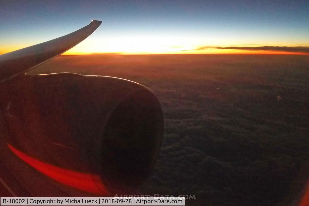B-18002, 2015 Boeing 777-309/ER C/N 43980, Sunrise somewhere over Russia (TPE-FRA)