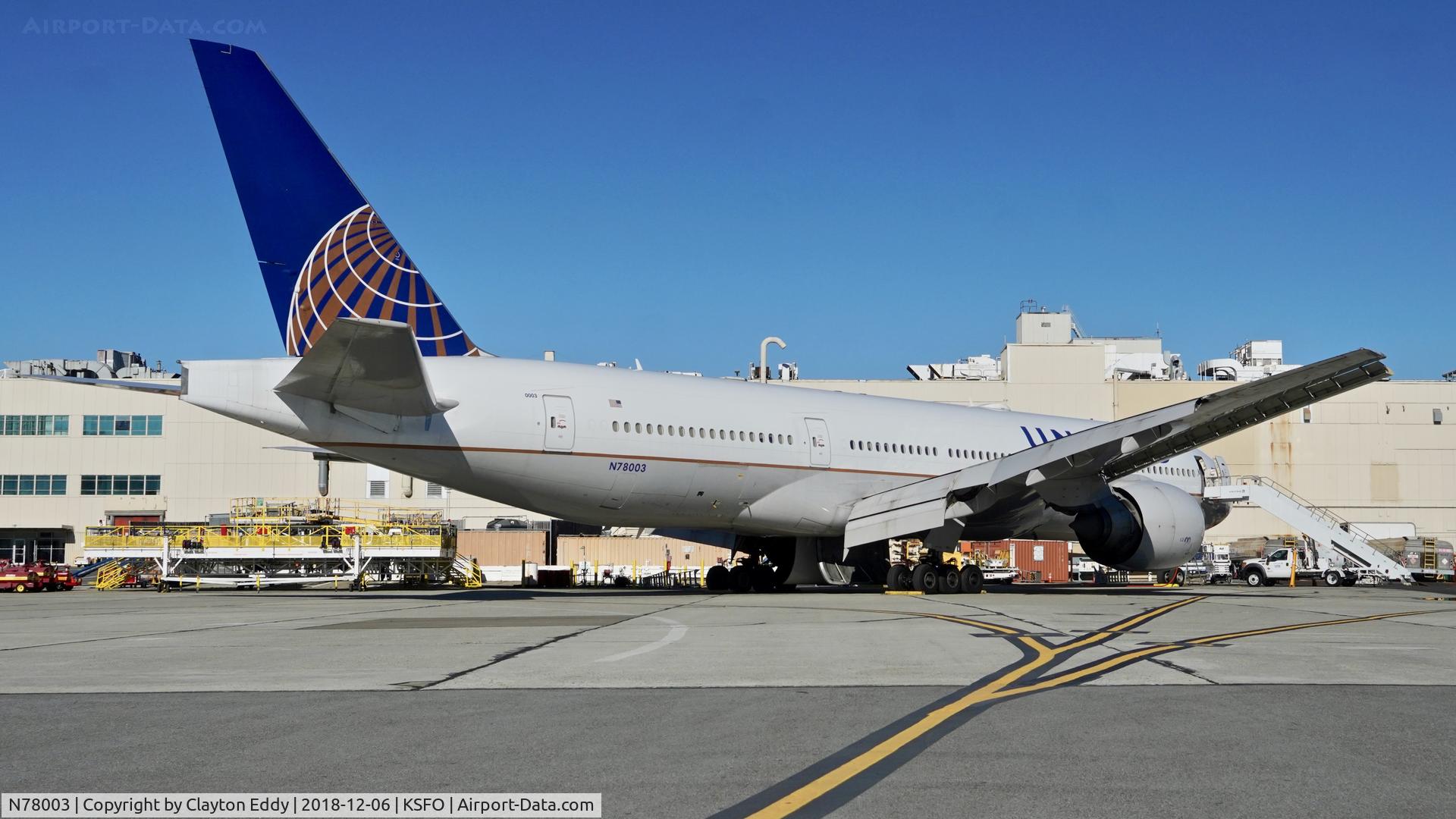 N78003, 1998 Boeing 777-224 C/N 27579, SFO 2018.