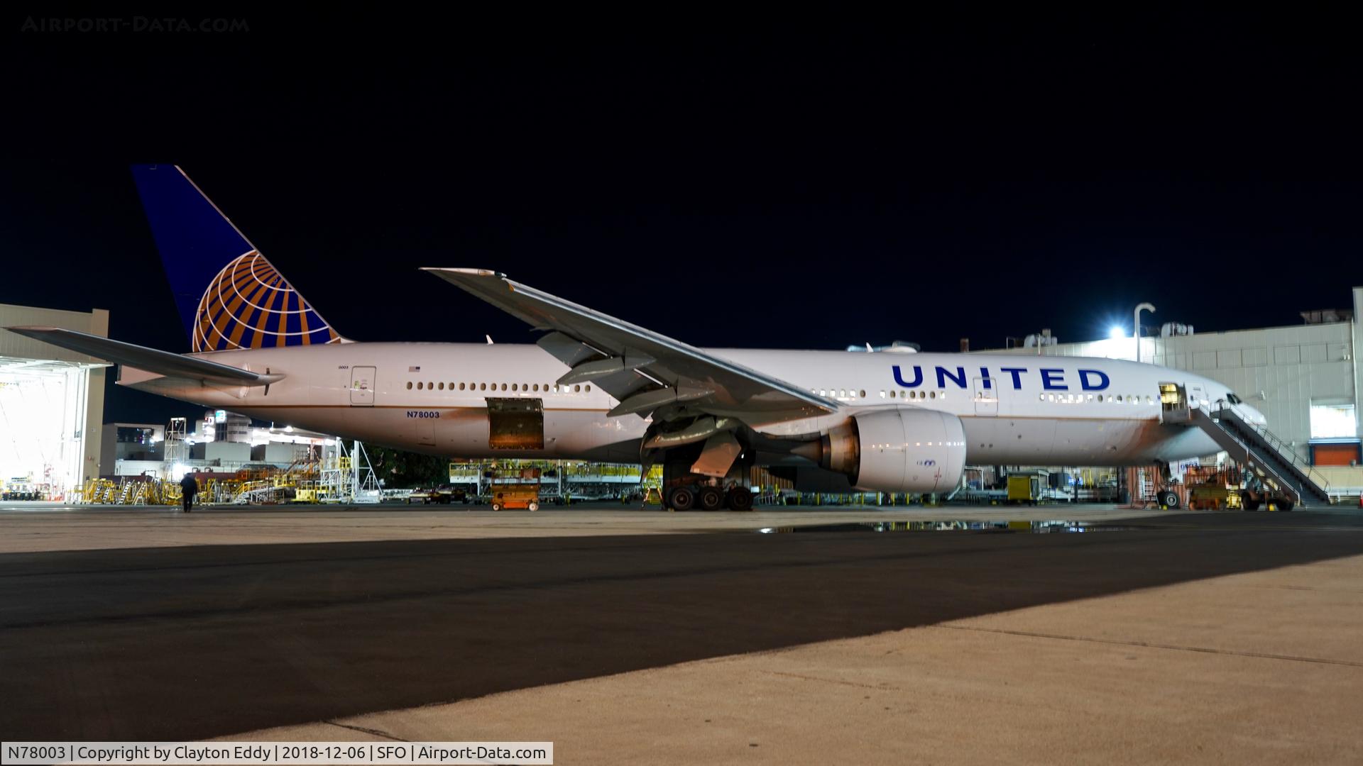 N78003, 1998 Boeing 777-224 C/N 27579, SFO 2018.