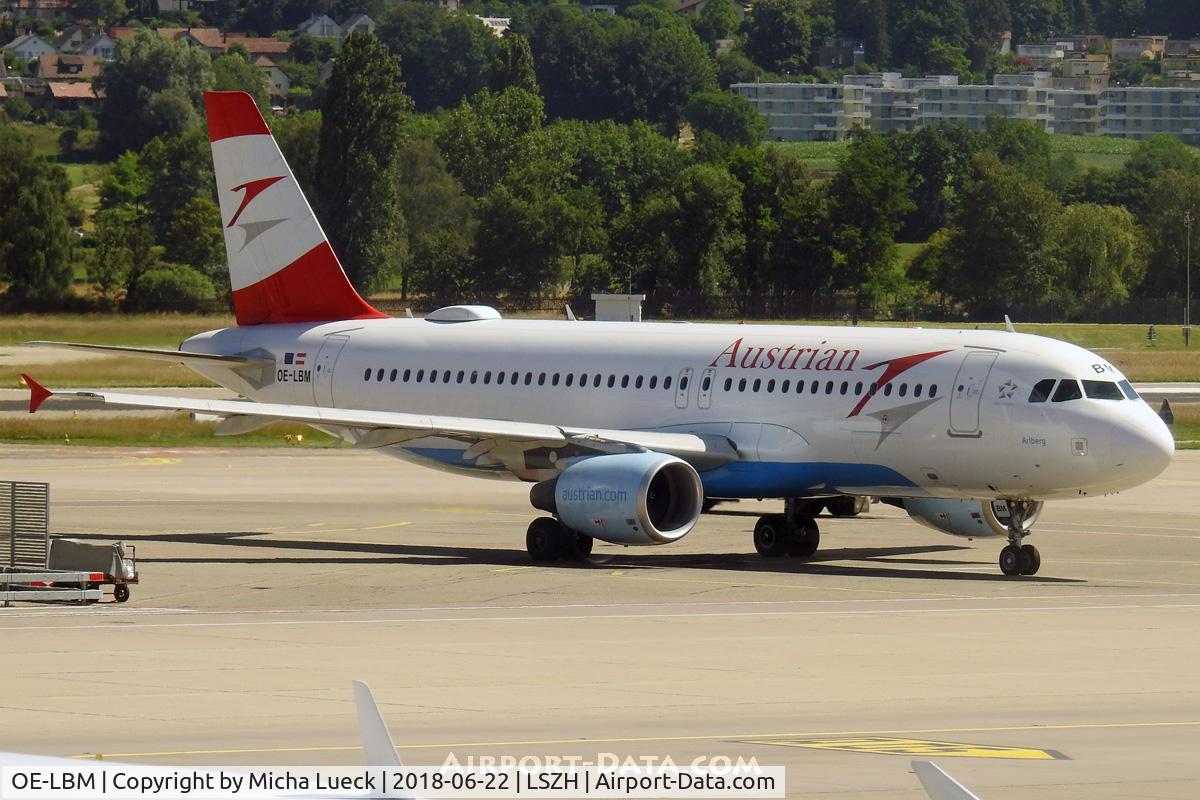 OE-LBM, 2001 Airbus A320-214 C/N 1504, At Zurich