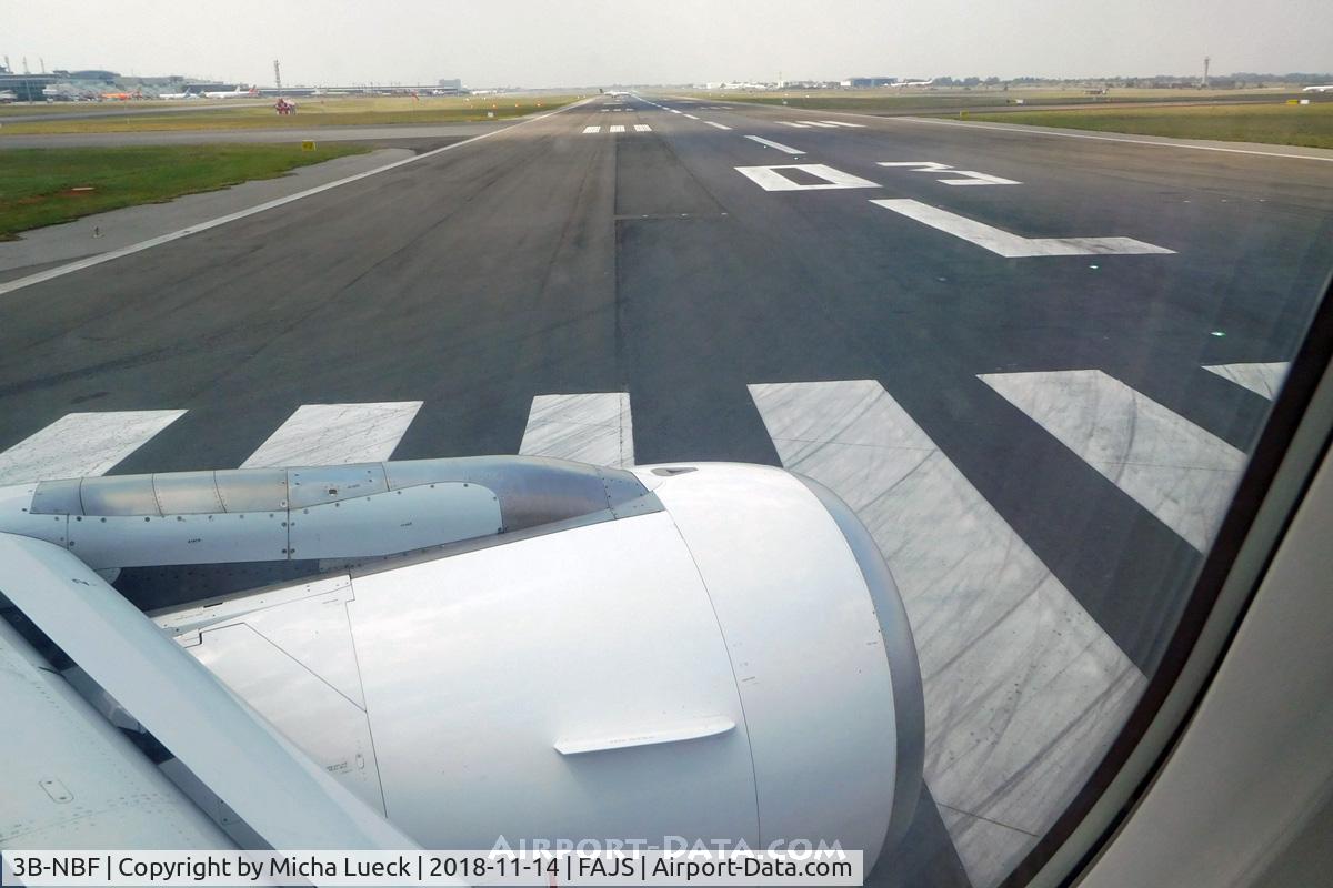 3B-NBF, 2001 Airbus A319-112 C/N 1592, Turning onto runway 03 for take-off