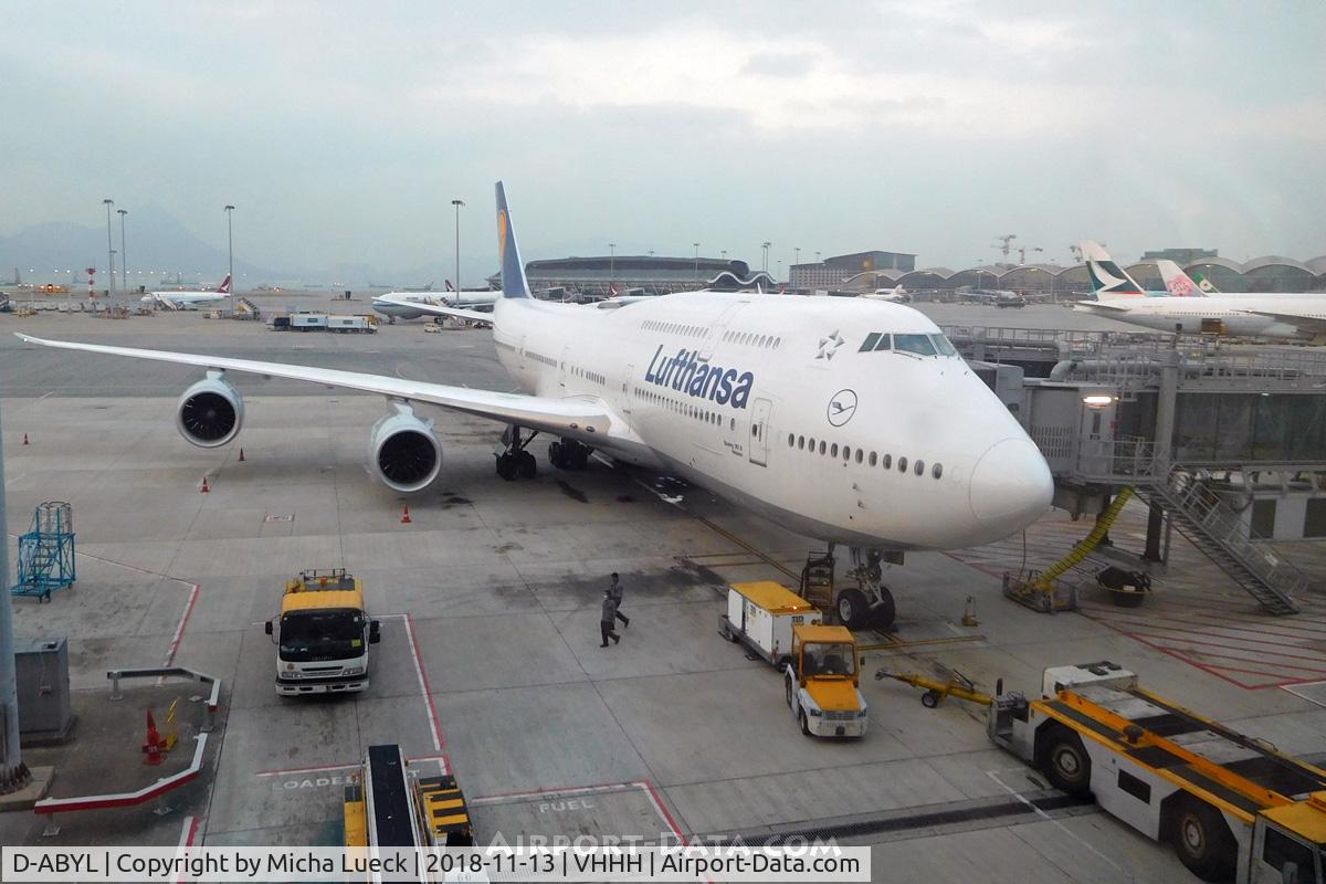 D-ABYL, 2014 Boeing 747-830 C/N 37836, At Hong Kong