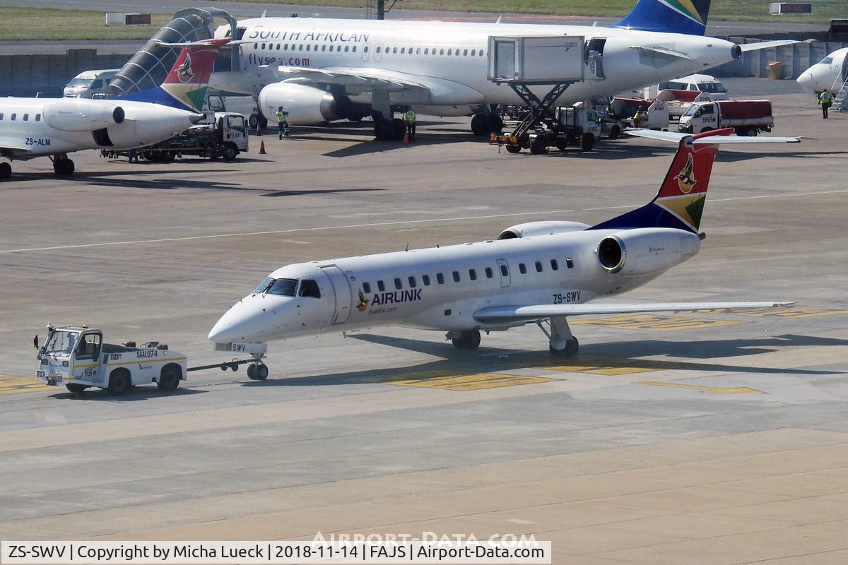 ZS-SWV, 2003 Embraer ERJ-135LR (EMB-135LR) C/N 145737, At O.R. Tambo