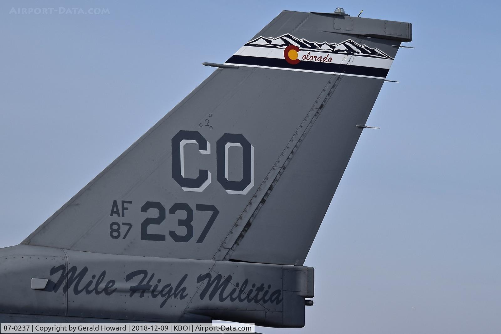 87-0237, 1987 Lockheed Martin F-16C Fighting Falcon C/N 5C-498, 120th Fighter Sq. “Mile High Militia”, 140th Fighter Wing, Colorado Air National Guard.