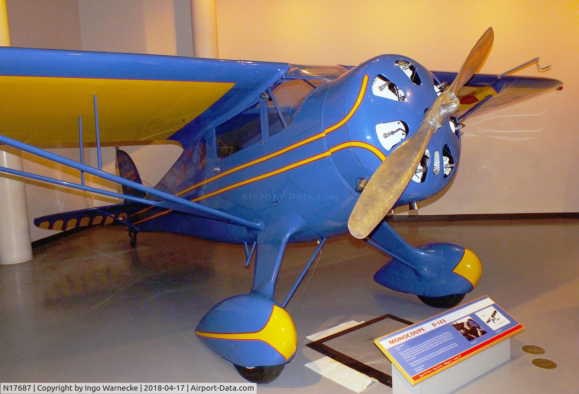 N17687, 1941 Monocoupe D145 C/N D-128, Monocoupe D-145 at the Wedell-Williams Aviation and Cypress Sawmill Museum, Patterson LA