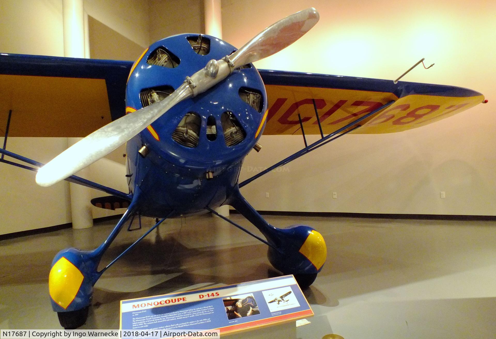N17687, 1941 Monocoupe D145 C/N D-128, Monocoupe D-145 at the Wedell-Williams Aviation and Cypress Sawmill Museum, Patterson LA