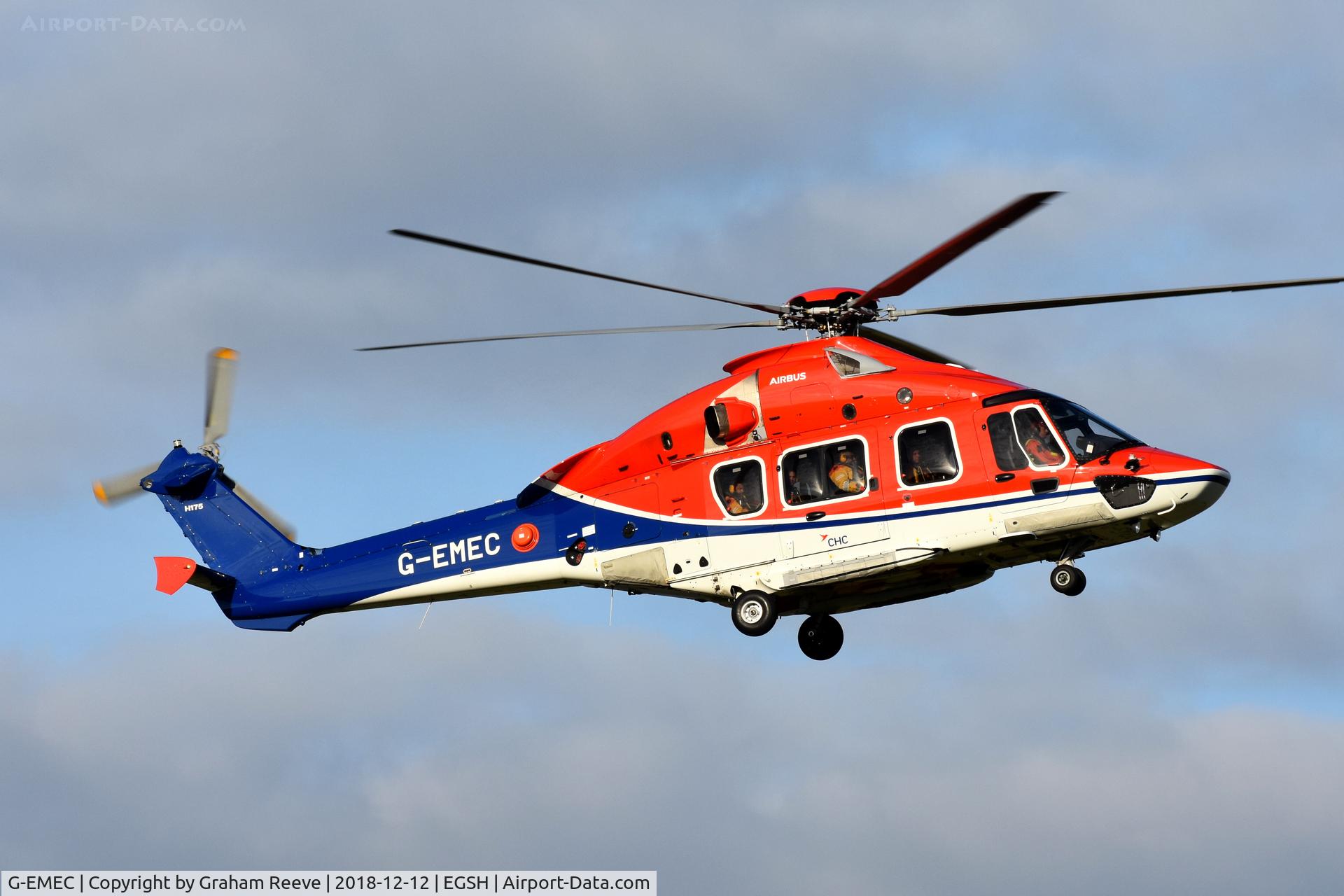 G-EMEC, 2018 Airbus Helicopters EC-175B C/N 5031, Landing at Norwich.