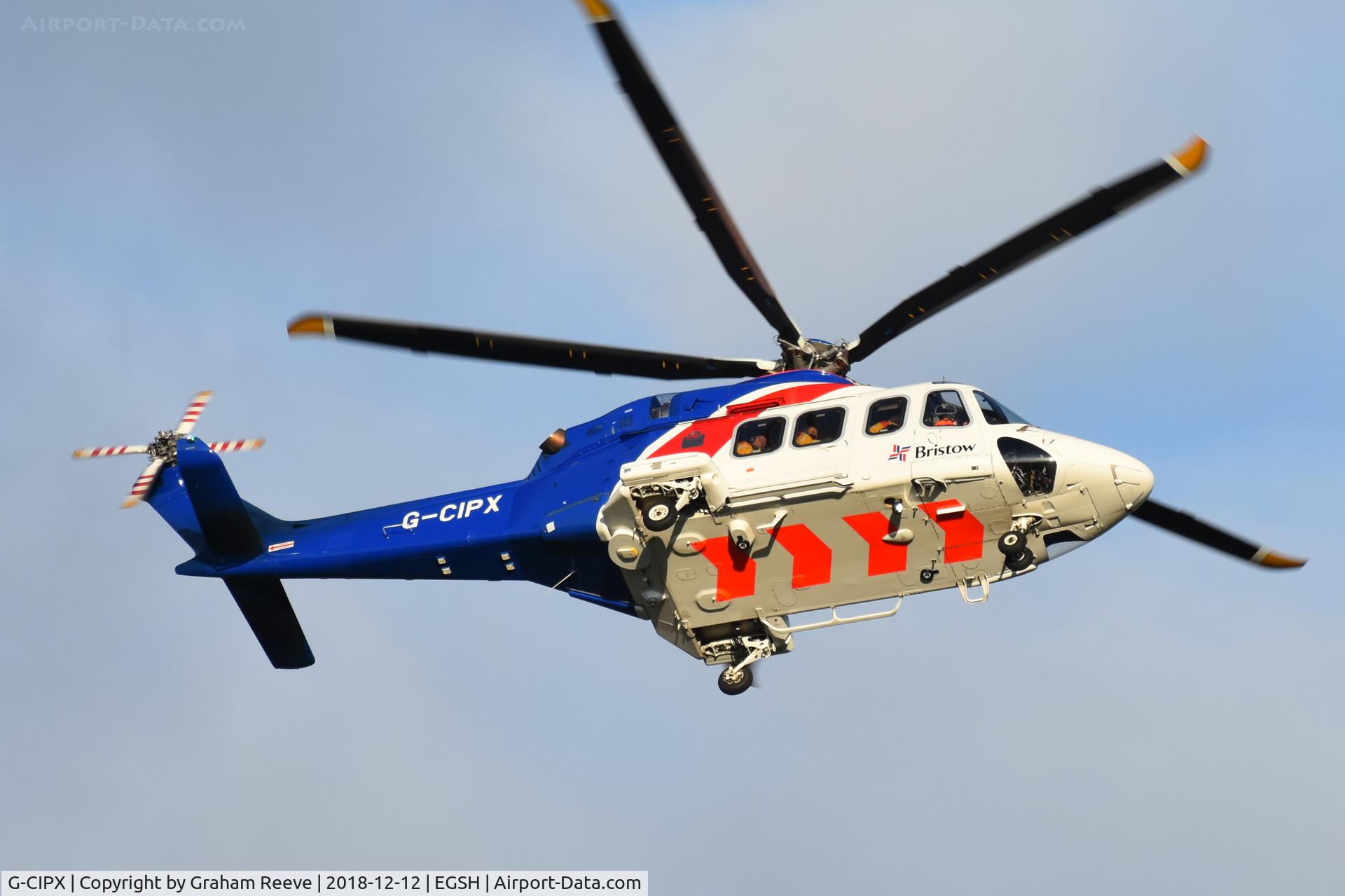 G-CIPX, 2013 AgustaWestland AW-139 C/N 41346, Landing at Norwich.