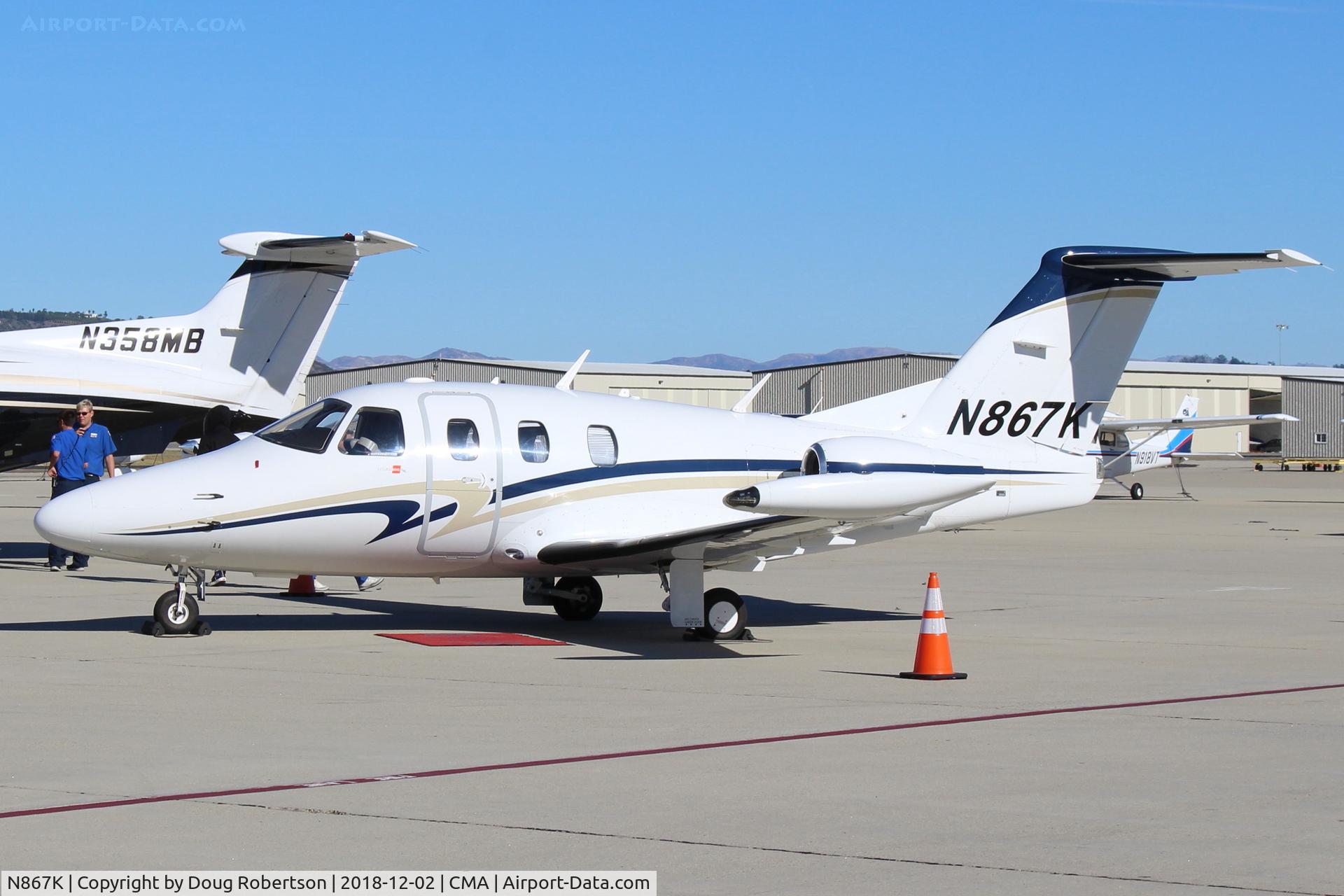 N867K, 2008 Eclipse Aviation Corp EA500 C/N 000239, 2008 Eclipse Aviation EA-500 very light jet, two P&W(C)PW610F-A flat-rated to 900 lb ft each with FADEC, 6 seats, on Transient Ramp