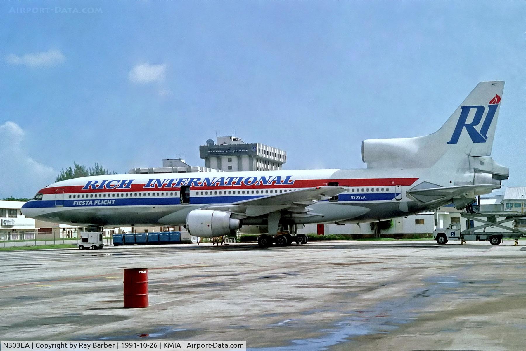 N303EA, 1972 Lockheed L-1011-385-1 TriStar 1 C/N 193A-1004, N303EA   Lockheed L.1011 Tristar 1 [1004] (Rich International Airways) Miami Int'l~N 26/10/91