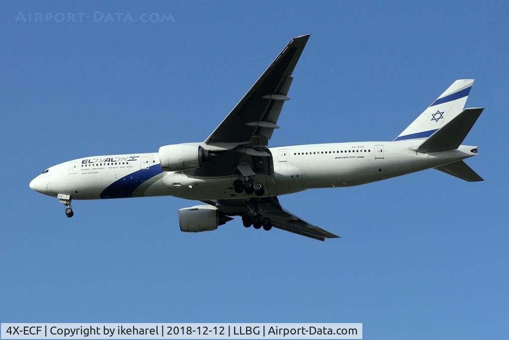 4X-ECF, 2007 Boeing 777-258/ER C/N 36084, Flight from Boston. 9h27m duration.