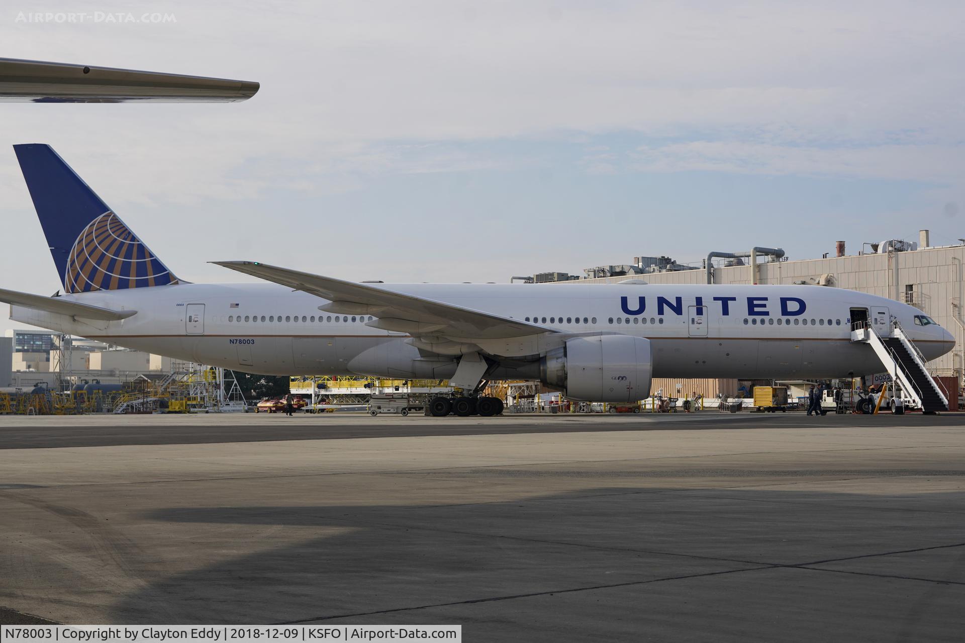 N78003, 1998 Boeing 777-224 C/N 27579, SFO 2018.