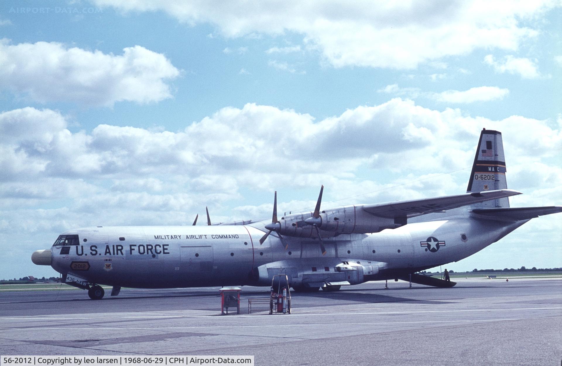 56-2012, 1958 Douglas C-133A-30-DL Cargomaster C/N 45249, Copenhagen 29.6.1968
