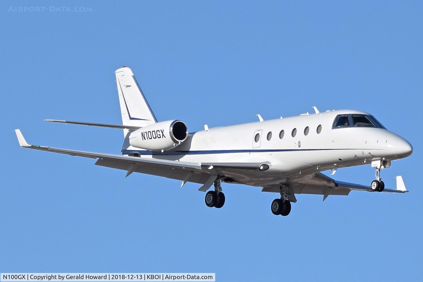 N100GX, 2007 Israel Aircraft Industries Gulfstream G150 C/N 228, Landing BOI.