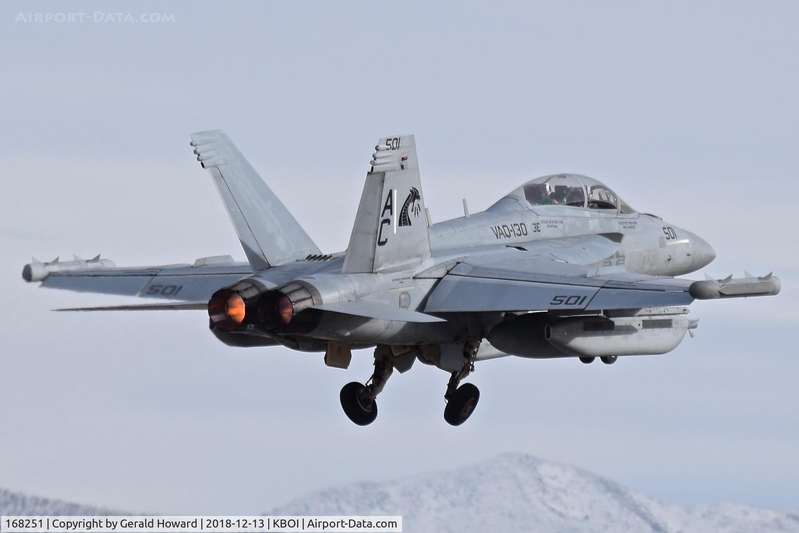 168251, Boeing EA-18G Growler C/N G-33, Departing BOI.  VAQ-130 