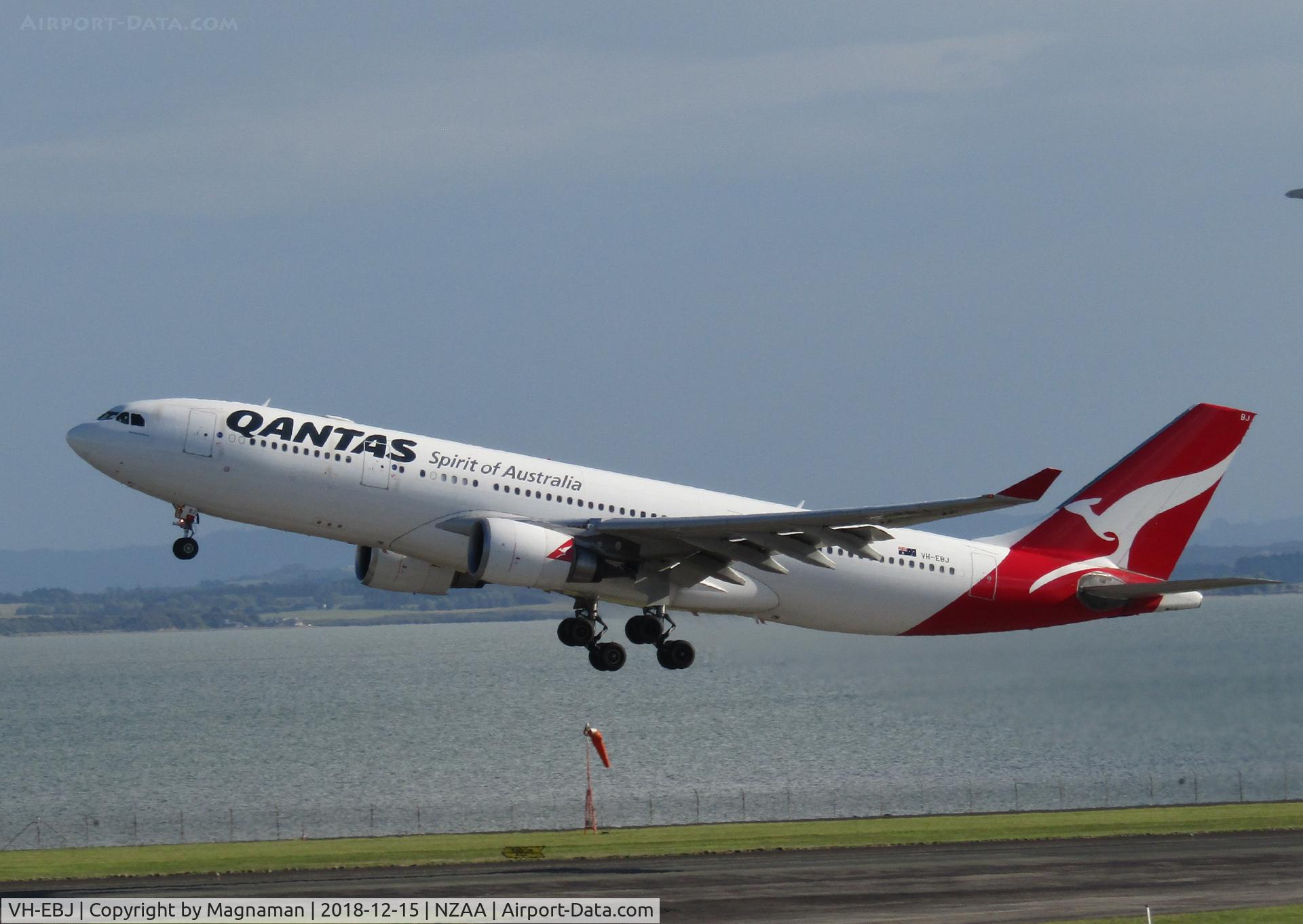 VH-EBJ, 2008 Airbus A330-202 C/N 940, departing akl