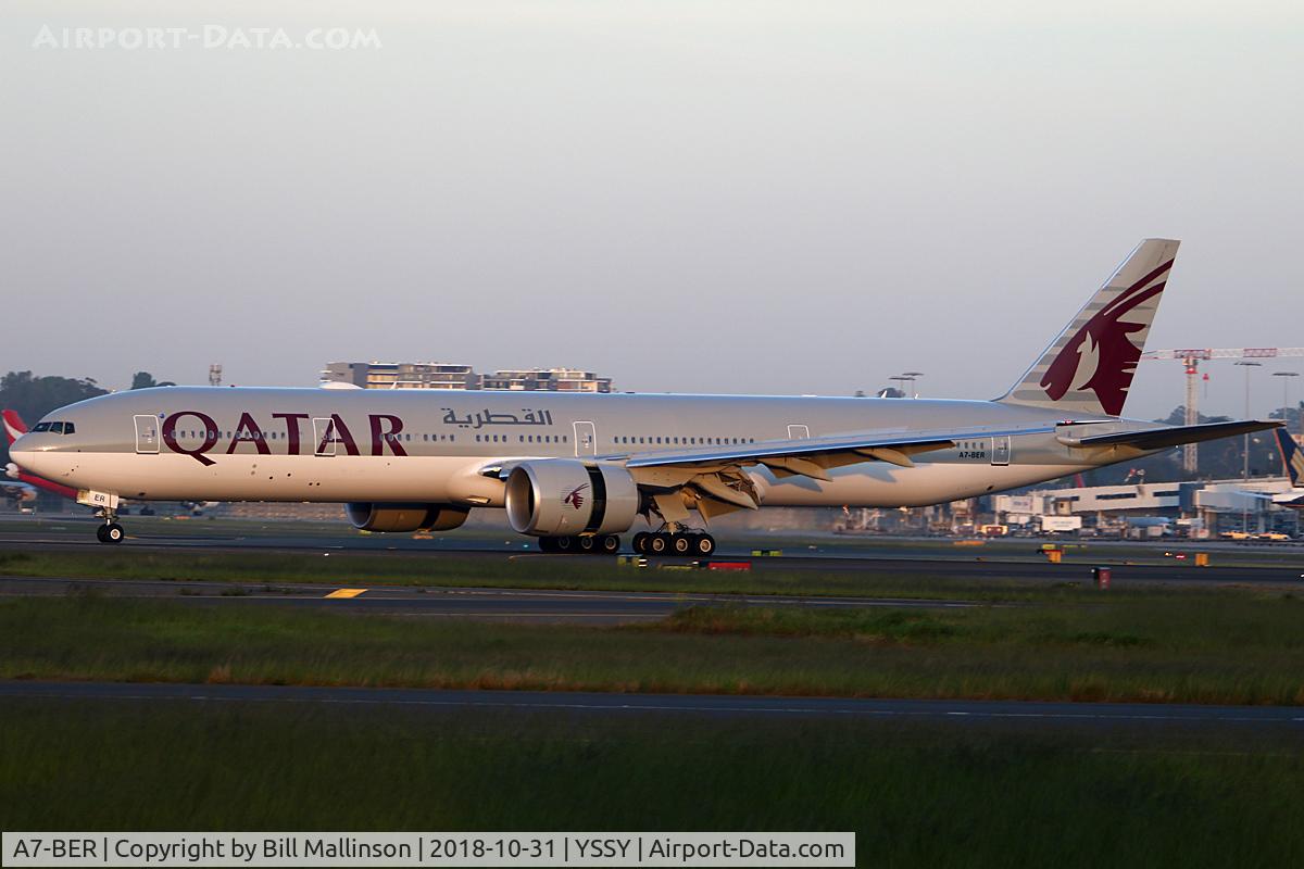 A7-BER, 2018 Boeing 777-3DZ/ER C/N 64086, in from AUH