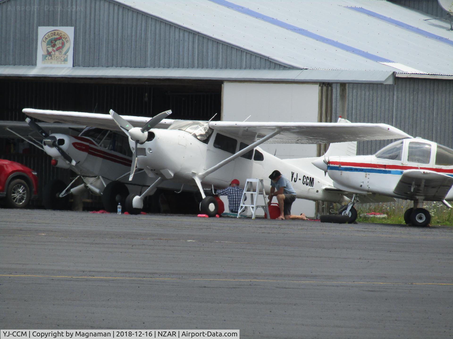 YJ-CCM, 1977 Cessna A185F Skywagon 185 C/N 18503403, getting attention from its new NZ owners