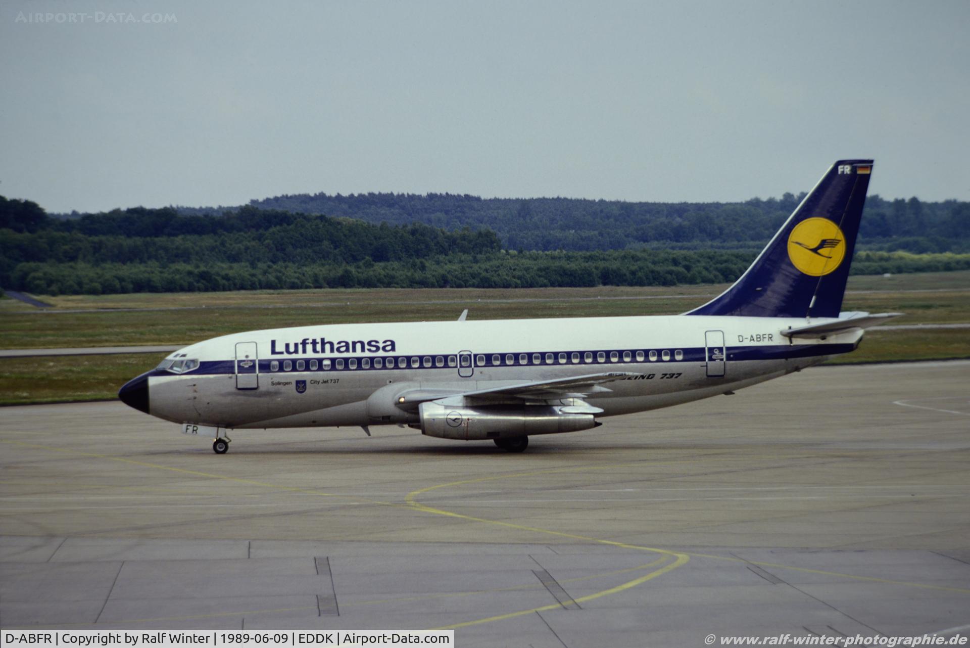 D-ABFR, 1981 Boeing 737-230 C/N 22124, Boeing 737-230 - LH DLH Lufthansa 'Solingen' - 22124 - D-ABFR - 09.06.1989 - CGN