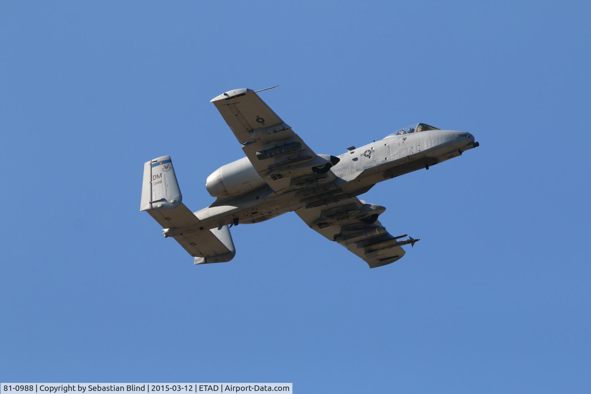 81-0988, 1981 Fairchild Republic A-10A Thunderbolt II C/N A10-0683, Takeoff @ Spangdahlem, Germany in context of Theatre Security Package 2015
