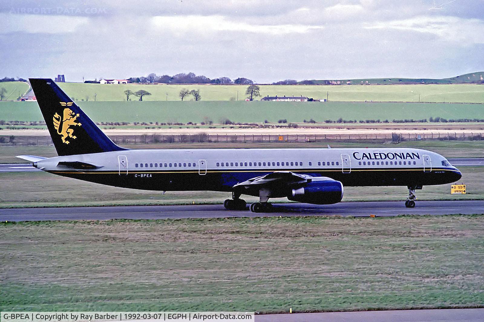 G-BPEA, 1989 Boeing 757-236 C/N 24370, G-BPEA   Boeing 757-236 [24370] (Caledonian Airways) Edinburgh-Turnhouse~G 07/03/1992