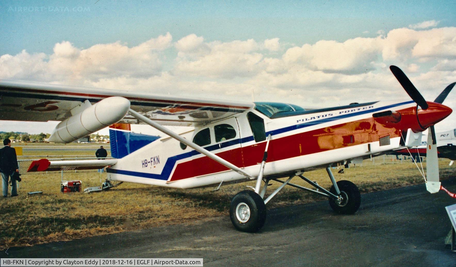 HB-FKN, 1990 Pilatus PC-6/B2-H4 Turbo Porter C/N 870, Demonstrator Farnborough Airshow 1990's