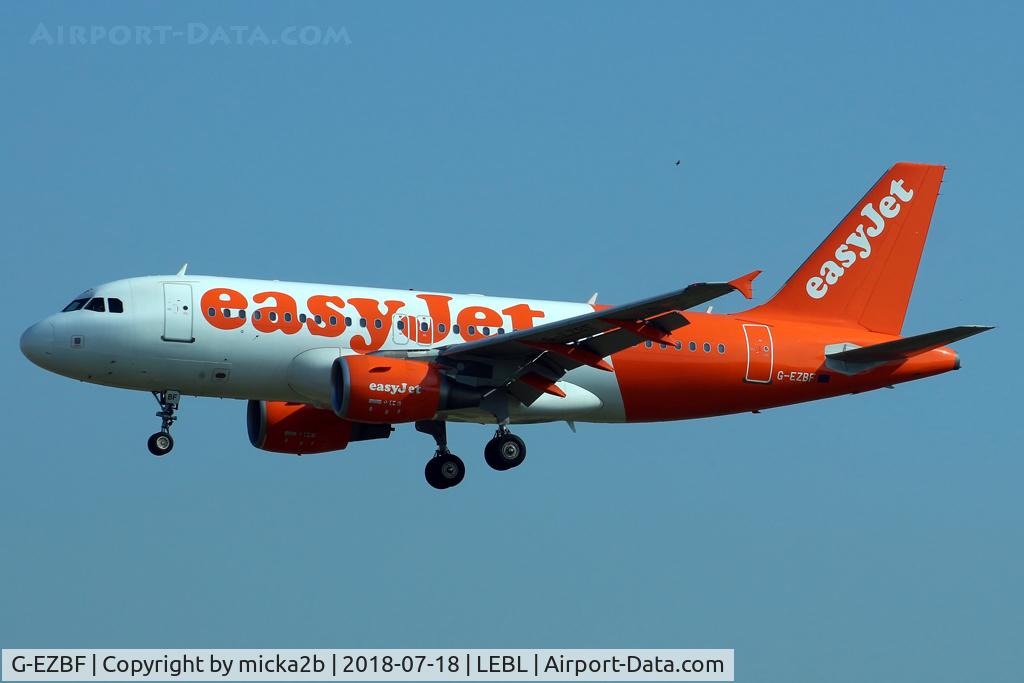 G-EZBF, 2006 Airbus A319-111 C/N 2923, Landing. New livery