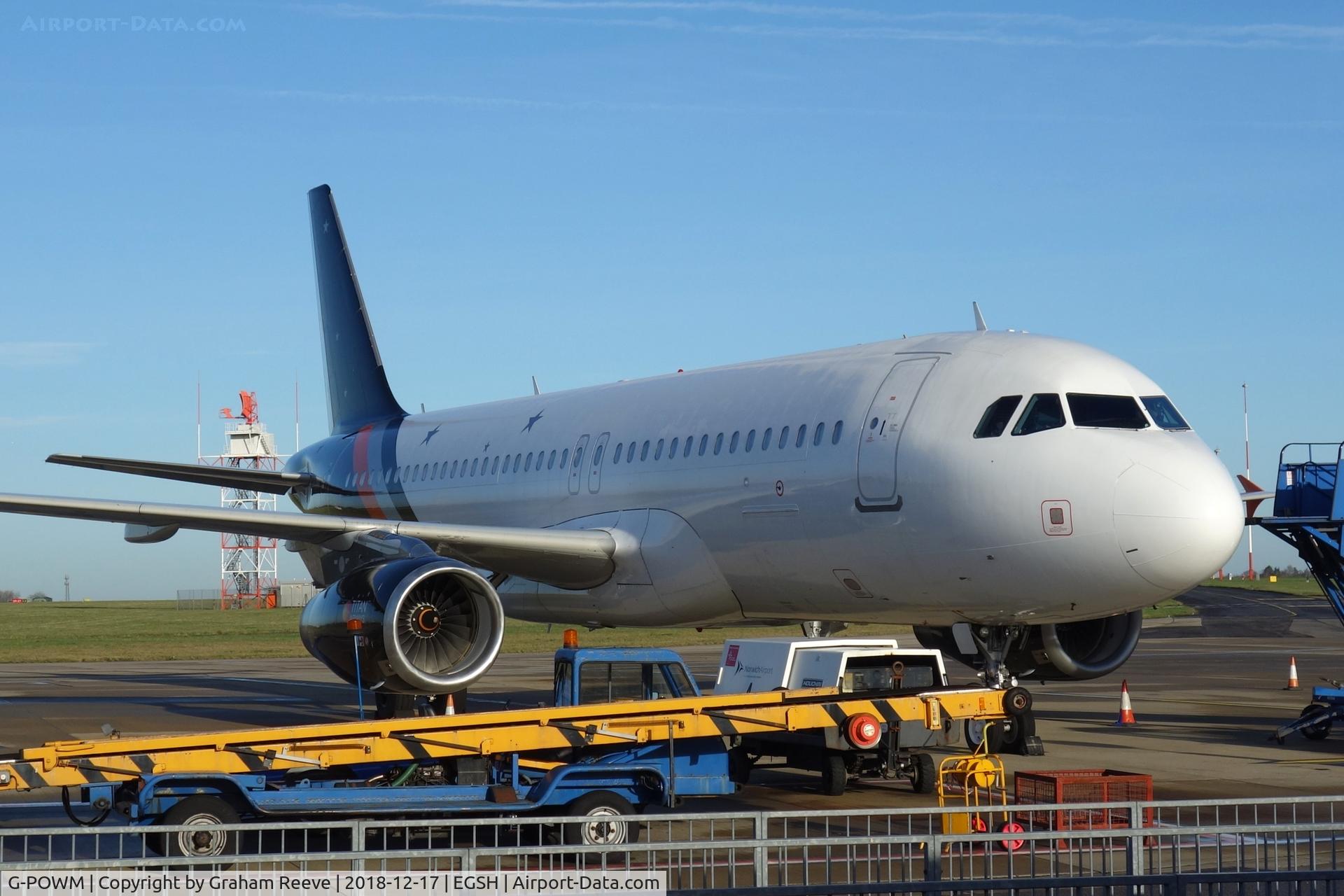 G-POWM, 2005 Airbus A320-232 C/N 2564, Parked at Norwich.