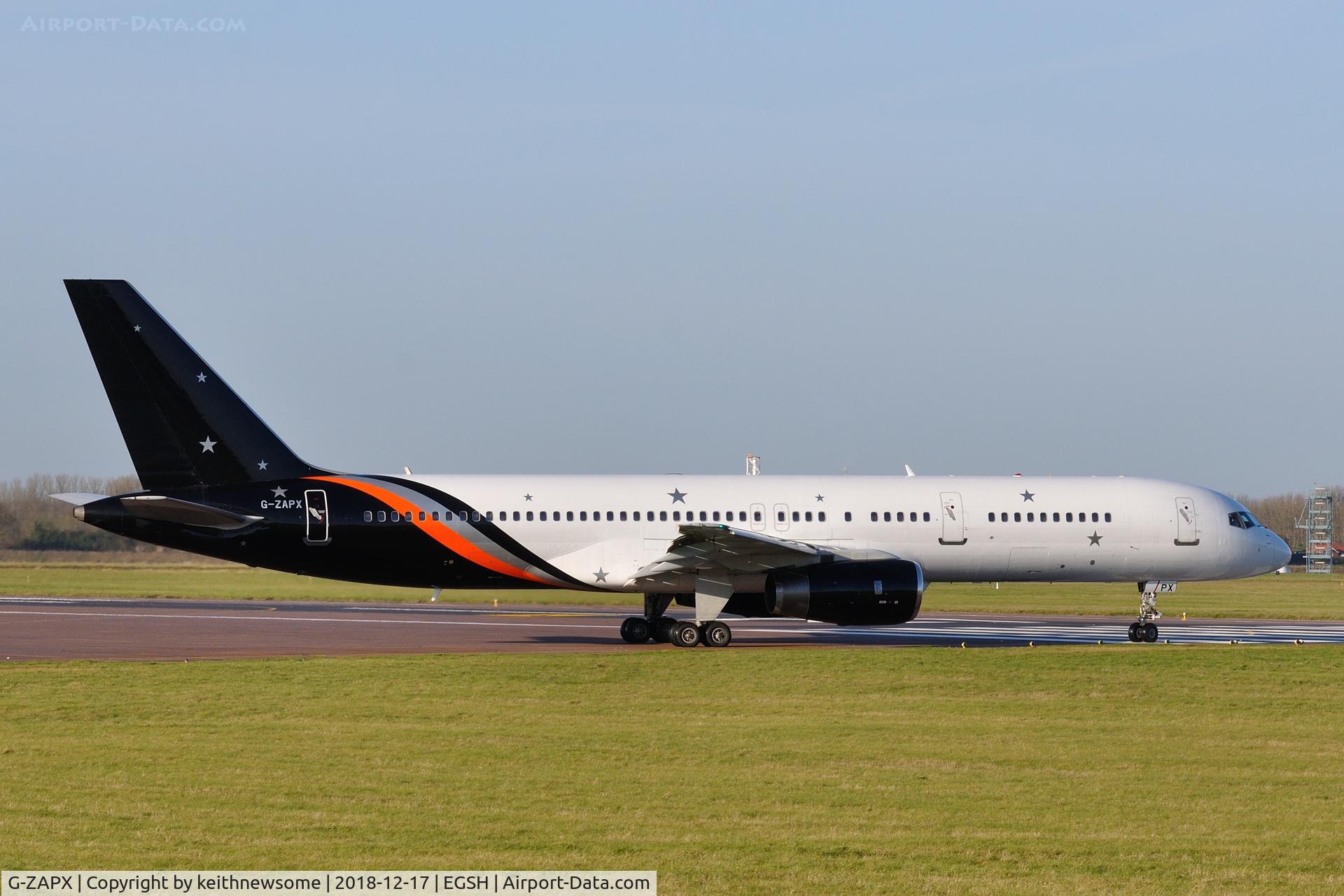 G-ZAPX, 2000 Boeing 757-256 C/N 29309, Leaving Norwich for Iceland.