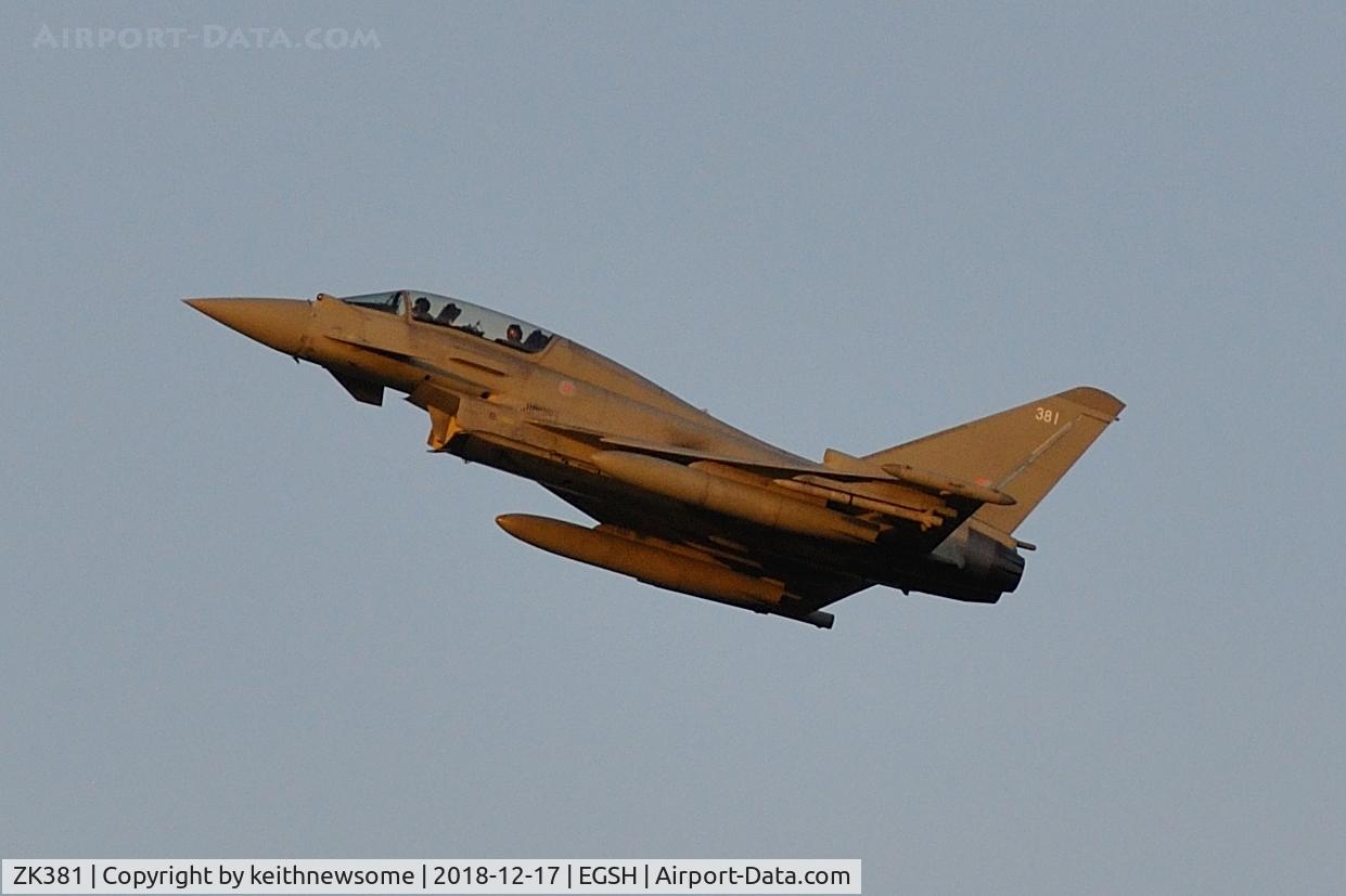 ZK381, Eurofighter EF-2000 Typhoon T.3 C/N BT026/316, Leaving following one ILS approach.
