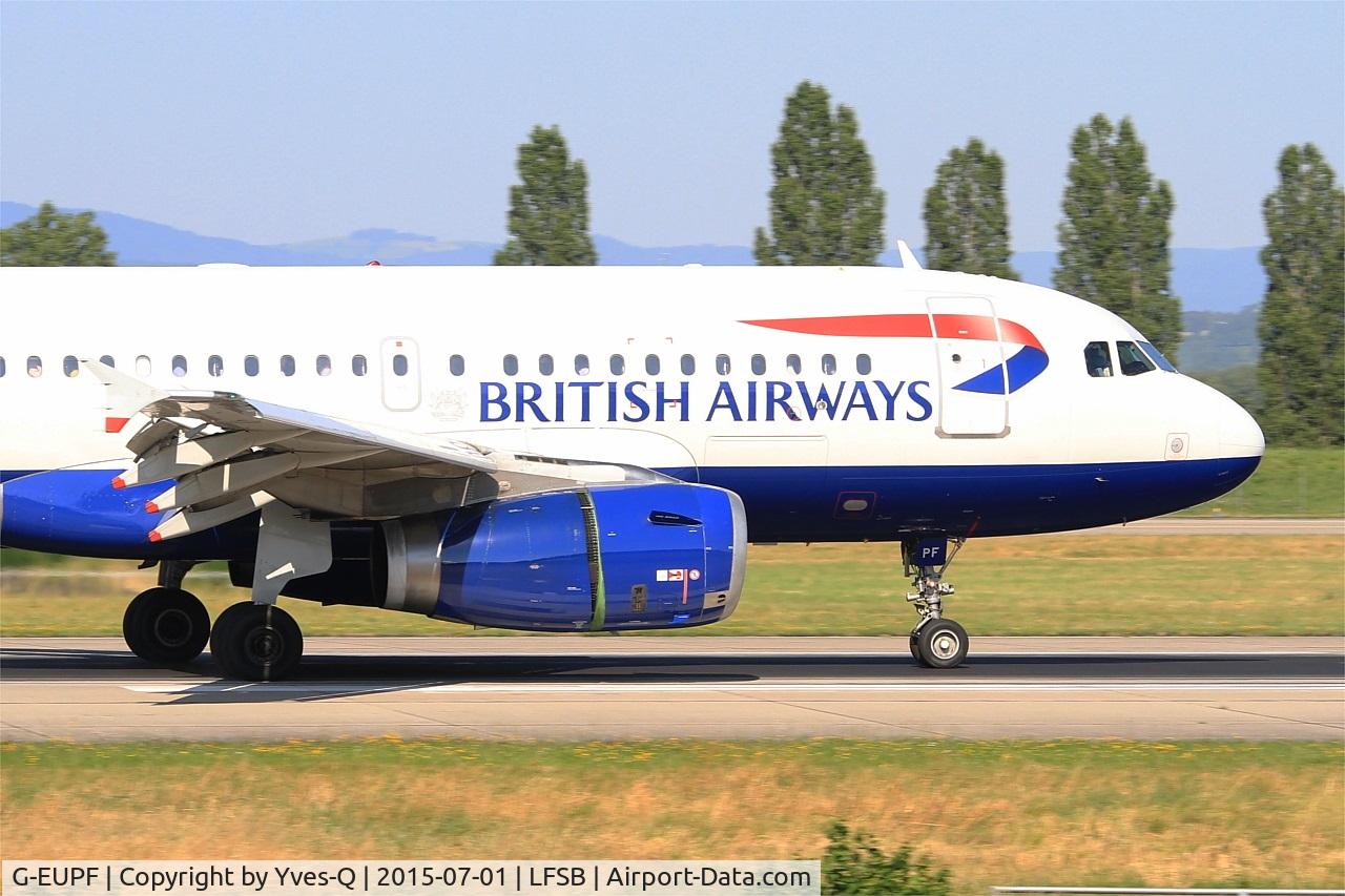 G-EUPF, 2000 Airbus A319-131 C/N 1197, Airbus A319-131, Landing rwy 15, Bâle-Mulhouse-Fribourg airport (LFSB-BSL)